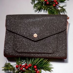 Kate Spade Tinsel Crossbody Bag In Black Glitter. NWT